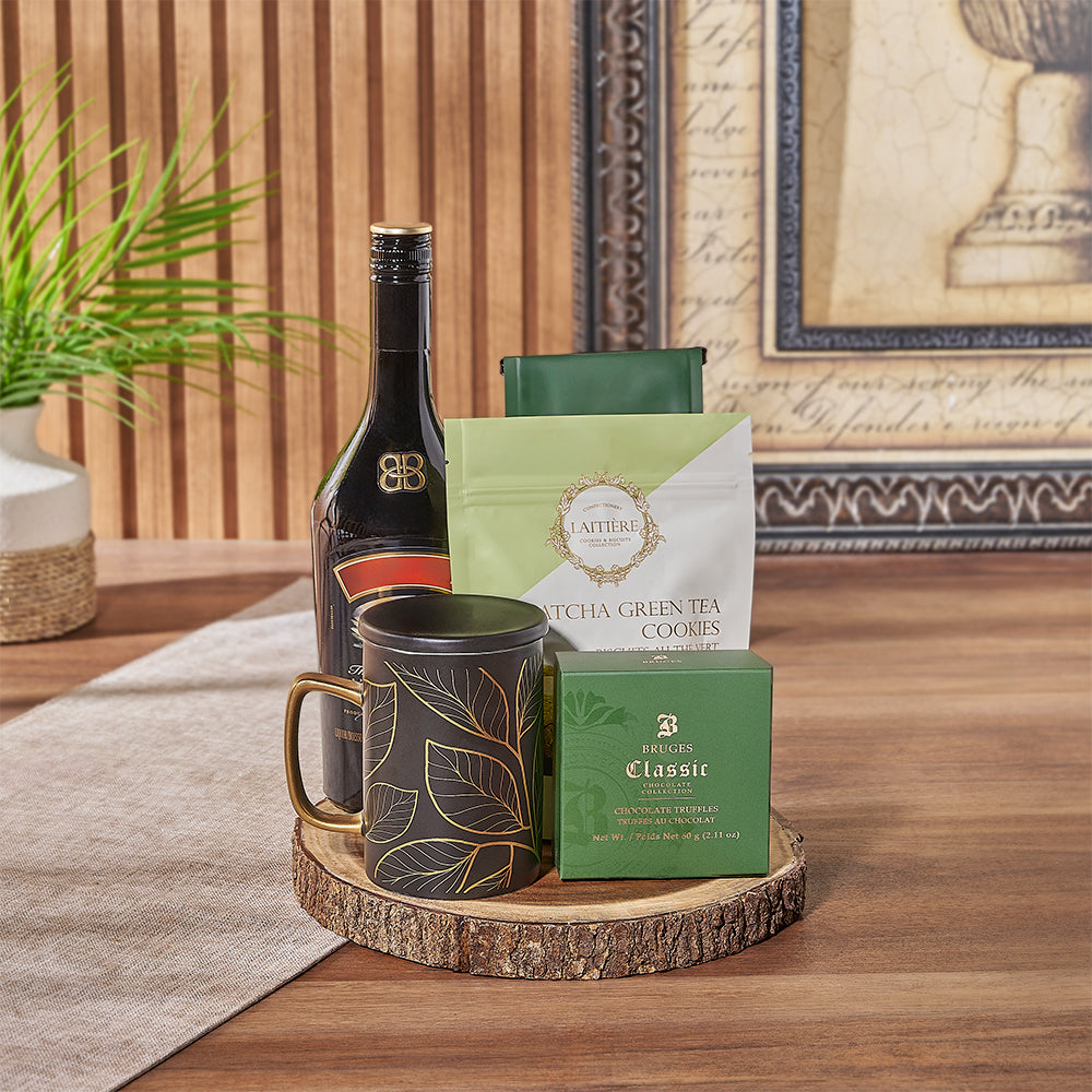Vodka Coffee and Cookies Gift Basket – how the gift is presented