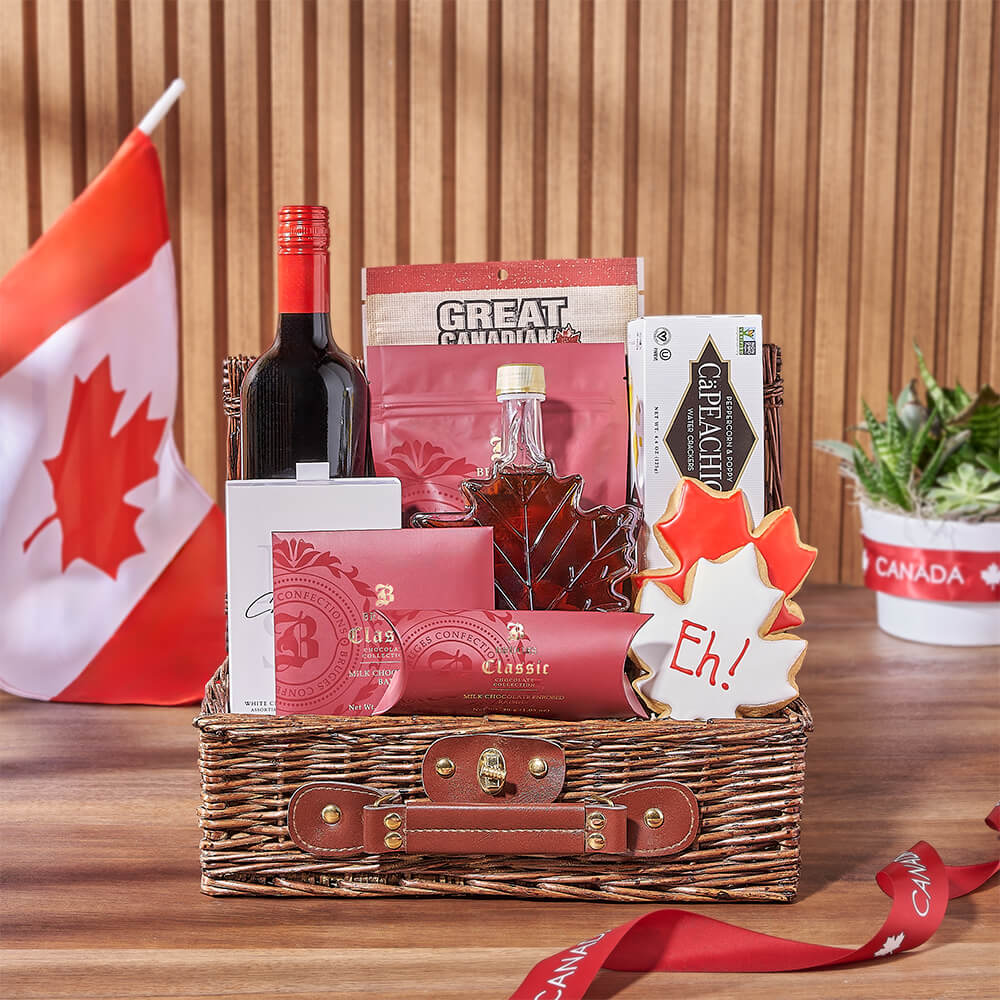 Maple Syrup and Gourmet Wine Basket – how the gift is presented