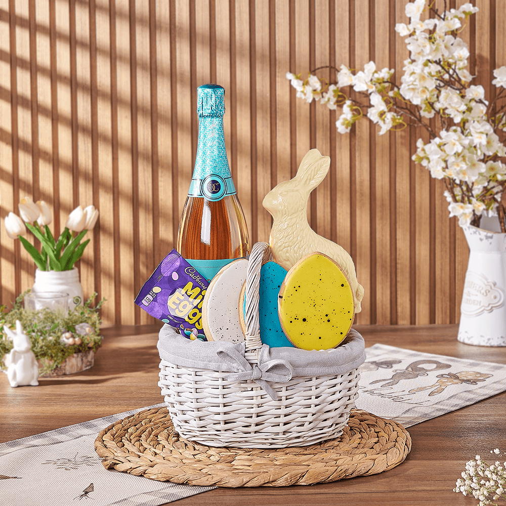 Easter Sparkling Wine Basket Gift – how the gift is presented