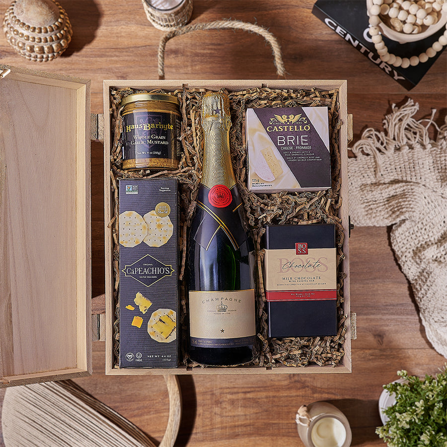 Champagne & Treat Gift Box, champagne gift, champagne, cheese gift, cheese, chocolate gift, chocolate, Philadelphia delivery