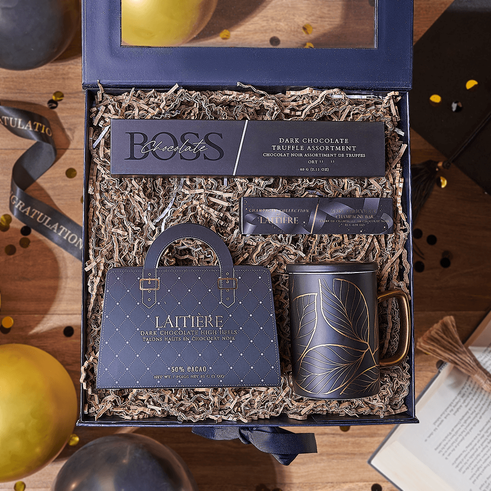 Graduation Chocolate Box with Mug – how the gift is presented