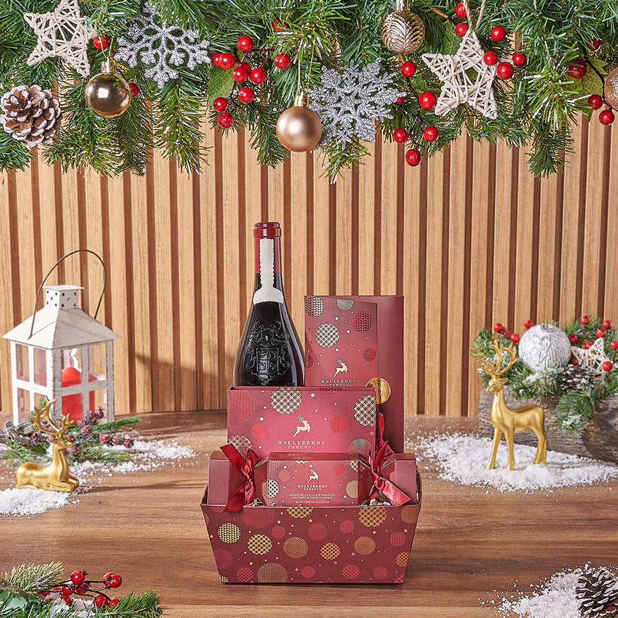 Our Christmas Morning Wine Gift Set, a curated selection of delightful goodies designed for a cozy celebration with friends and loved ones - Philadelphia Delivery