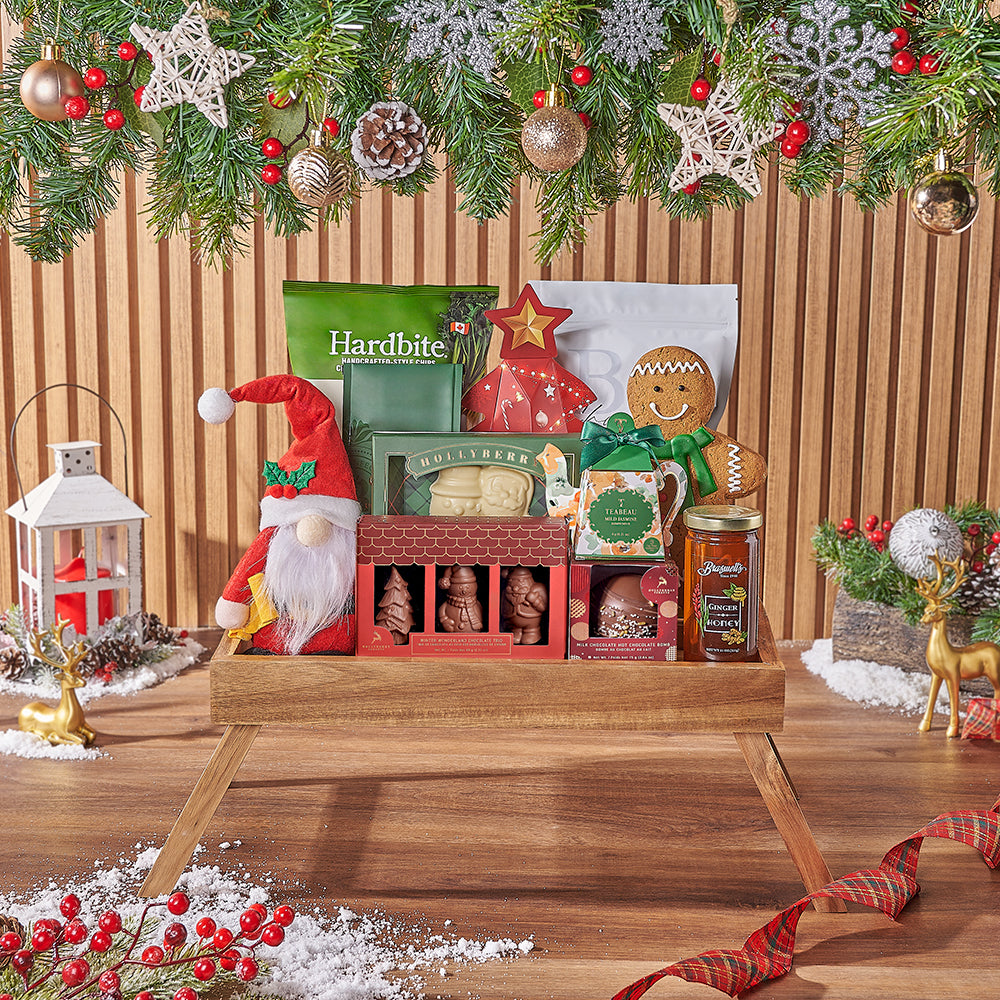 Holiday Wonderland Plush and Gourmet Tray – how the gift is presented