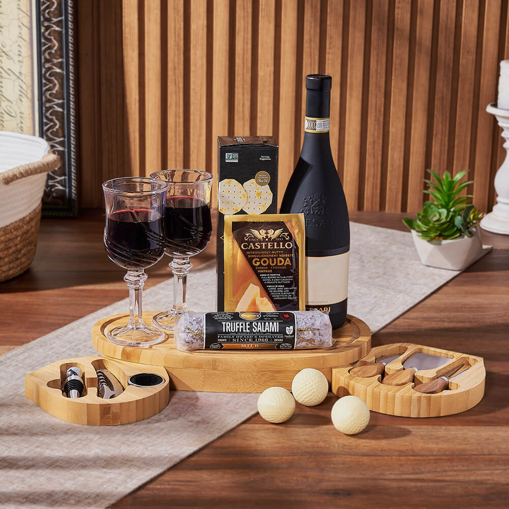 Cheese Board with Wine Gift – how the gift is presented