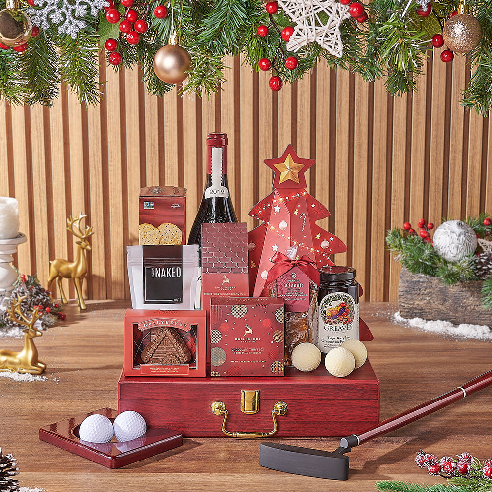 Wine Basket with Truffles and Crackers – how the gift is presented
