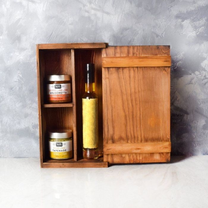 Bruschetta and Olive Oil Gift Box β how the gift is presented