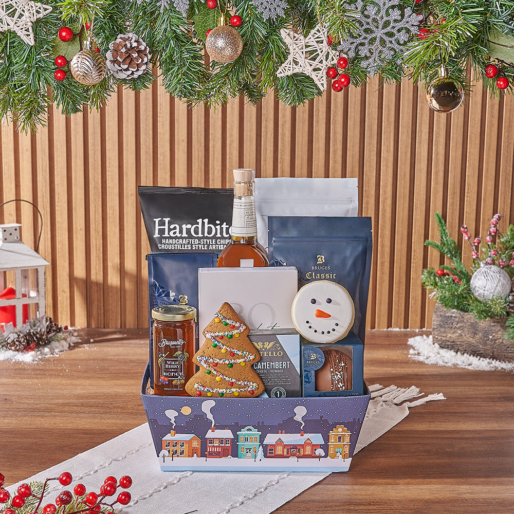 Holiday Liquor and Whiskey Gift Tray – how the gift is presented