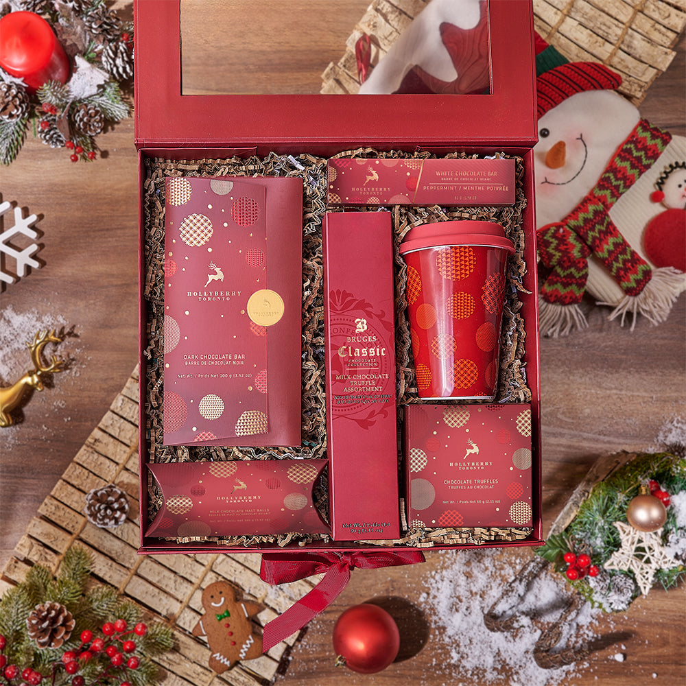 Holiday Chocolate Collection Gift Basket – how the gift is presented