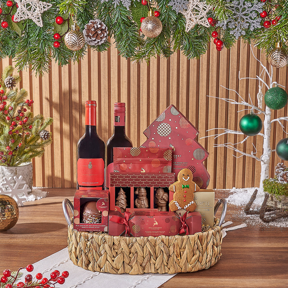 Two-Bottle Christmas Wine Basket – how the gift is presented