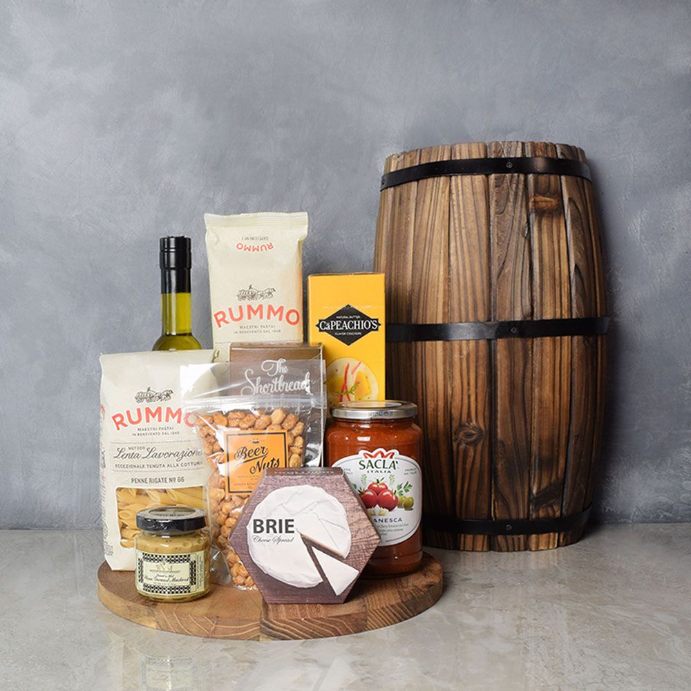 Puttanesca Pasta and Cheese Gift Set – how the gift is presented
