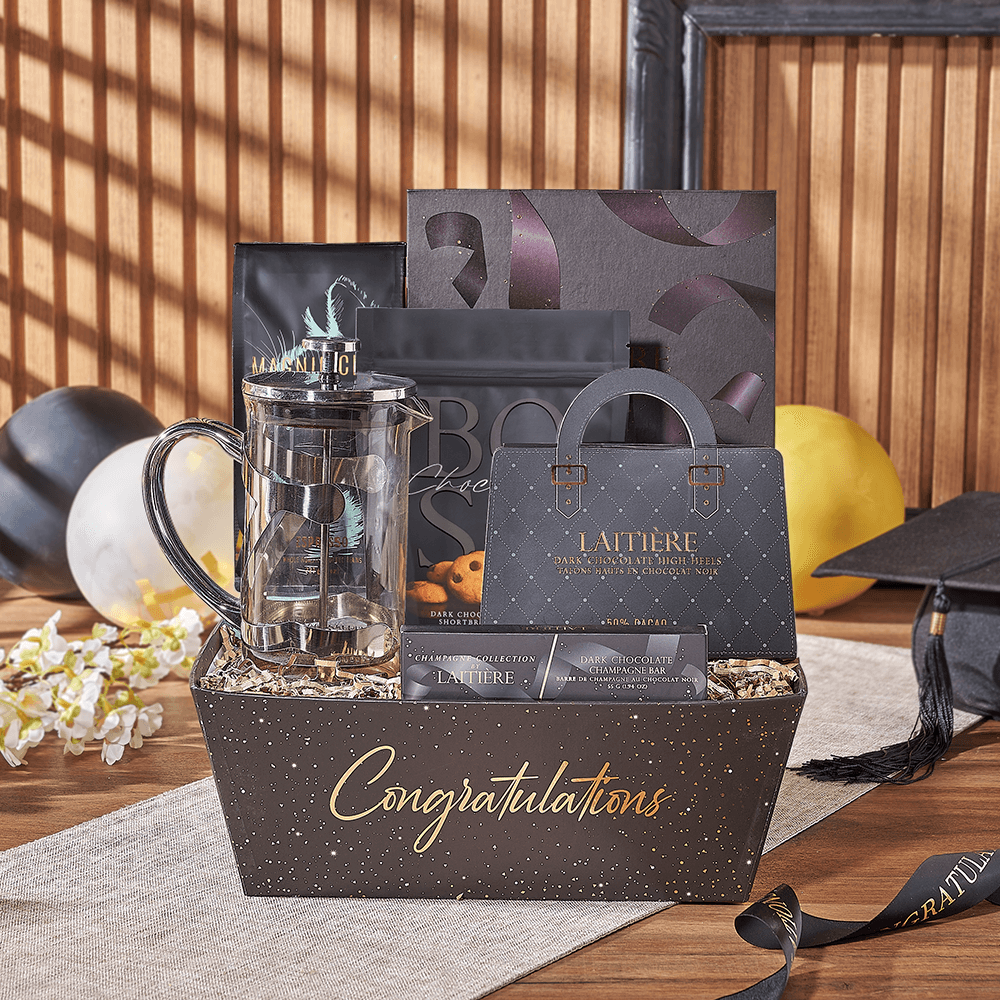 Graduation Coffee Chocolate Celebration – how the gift is presented