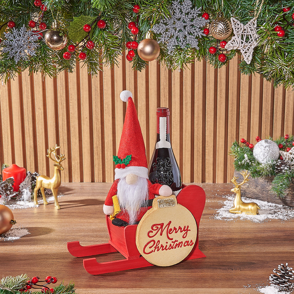 Wine and Cookie Christmas Basket – how the gift is presented
