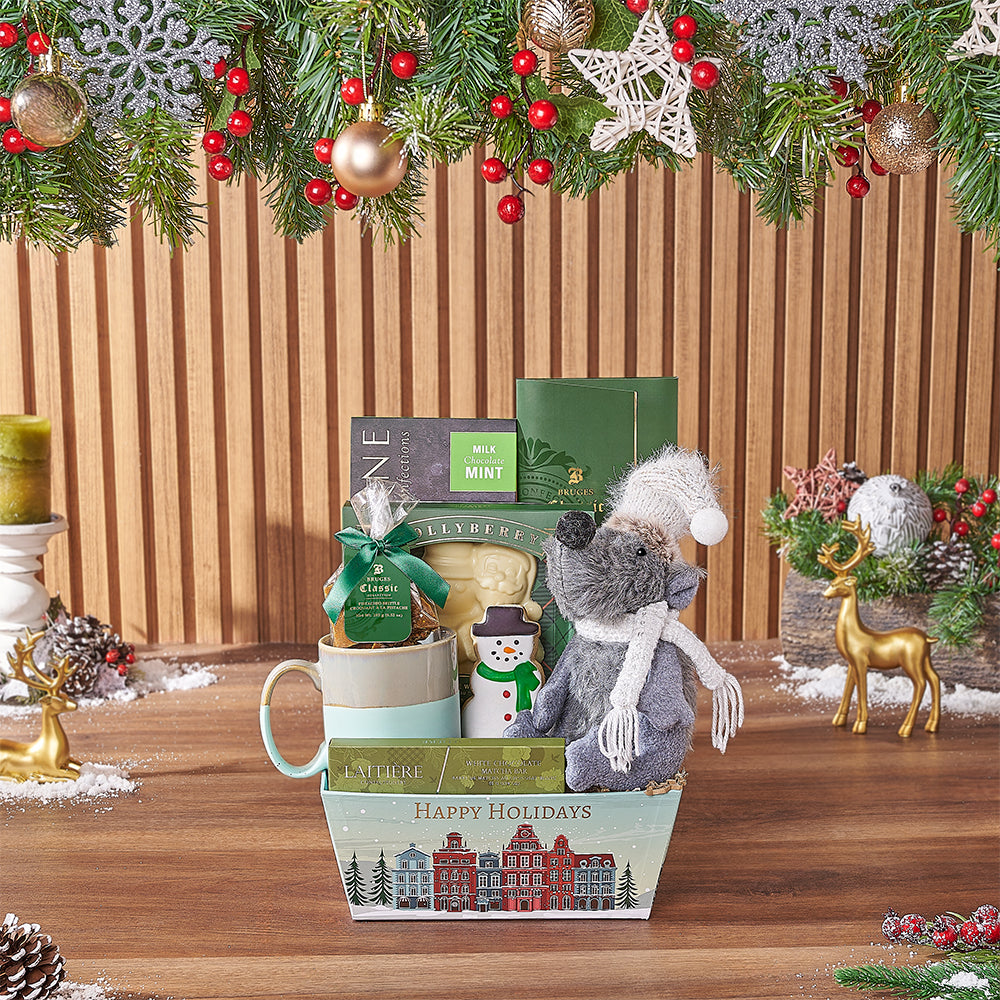 Holiday Chocolates and Cookies Gift Basket – how the gift is presented