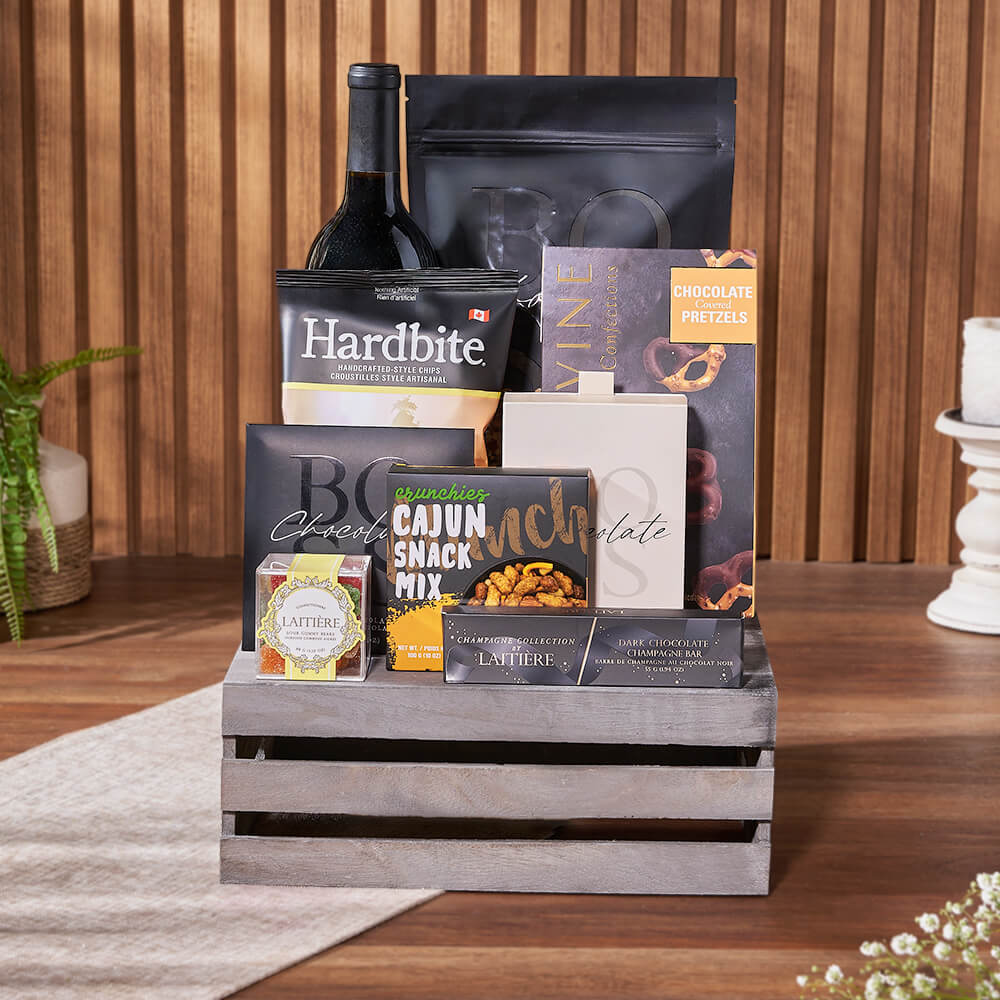 Assorted Chocolates Wine Basket – how the gift is presented