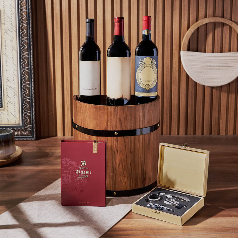 Wine Gift Barrel Set – how the gift is presented