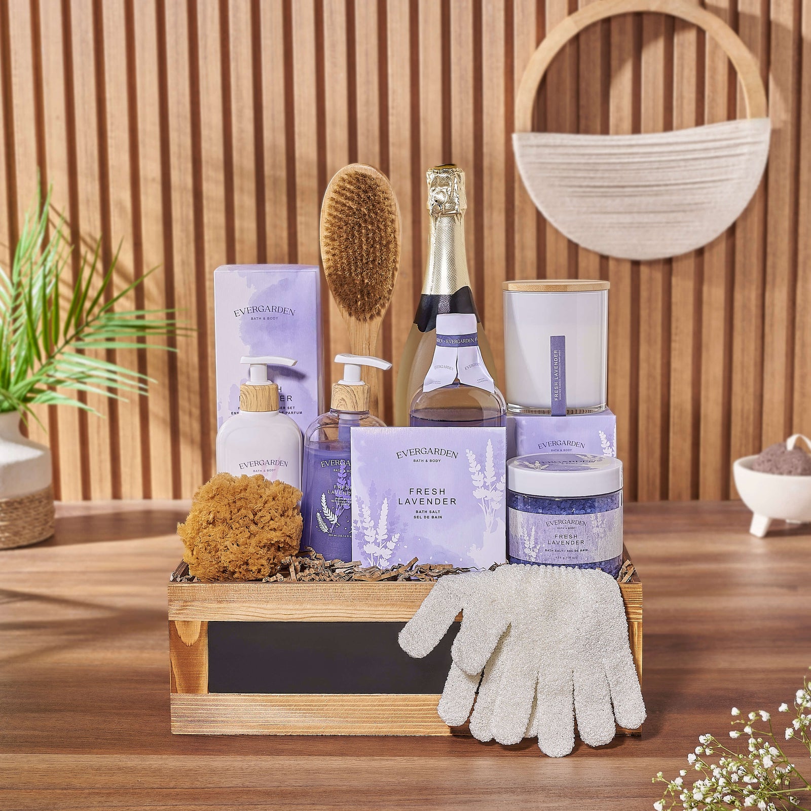 Immerse yourself in the ultimate spa indulgence with the Deluxe Lavender & Champagne Spa Gift Set from Philadelphia Baskets - Philadelphia delivery 