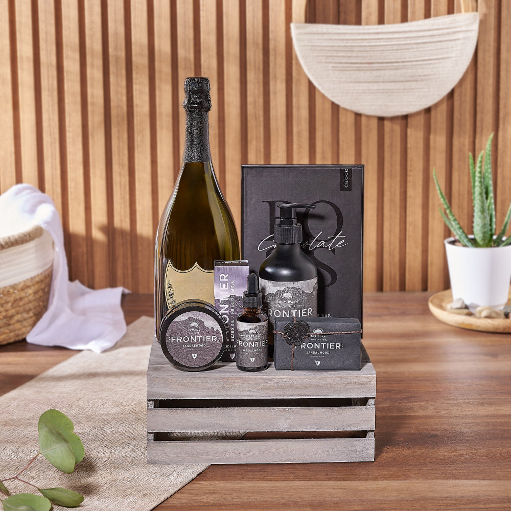 Enjoy the Sandalwood & Champagne Spa Gift Crate from Philadelphia Baskets to Philadelphia delivery 