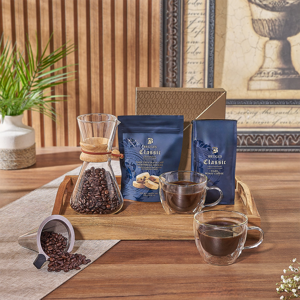 Delight any coffee aficionado with the Forest Hill Coffee &amp; Snack Tray - Philadelphia Baskets