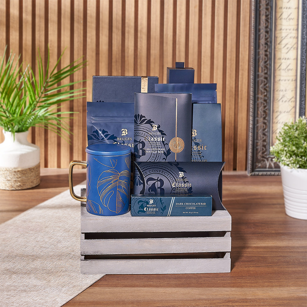 Coffee and Dark Chocolate Crate – how the gift is presented