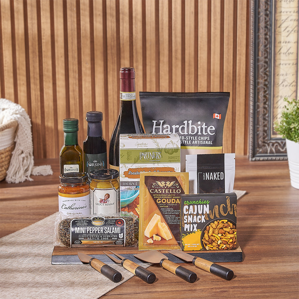 Wine and Cheese Gift Basket, Philadelphia – how the gift is presented