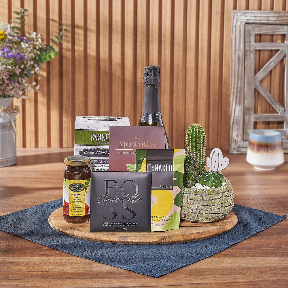Kosher Celebration &amp; Cacti Gift from Philadelphia Baskets - Champagne Gift Basket - Philadelphia Delivery