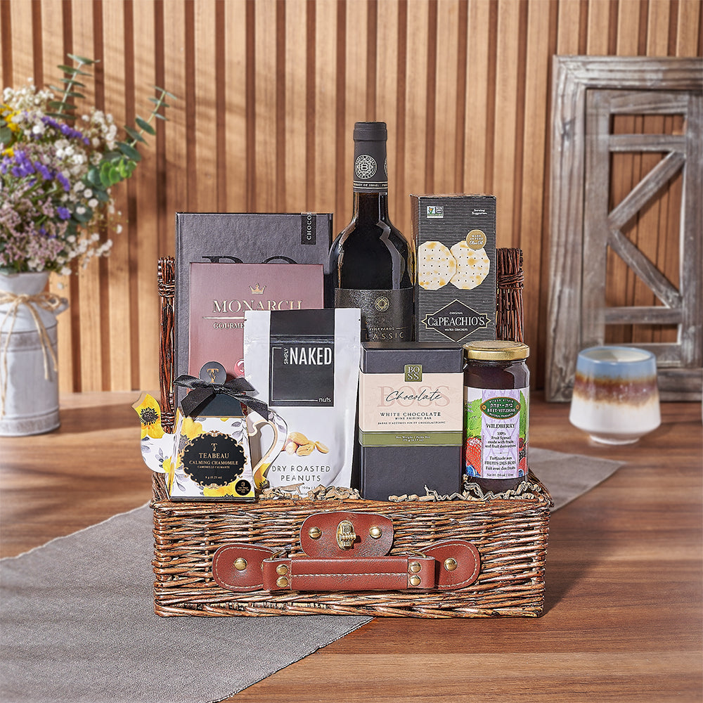 Kosher Wine &amp; Snacks Basket from Philadelphia Baskets - Wine Gift Set - Philadelphia Delivery