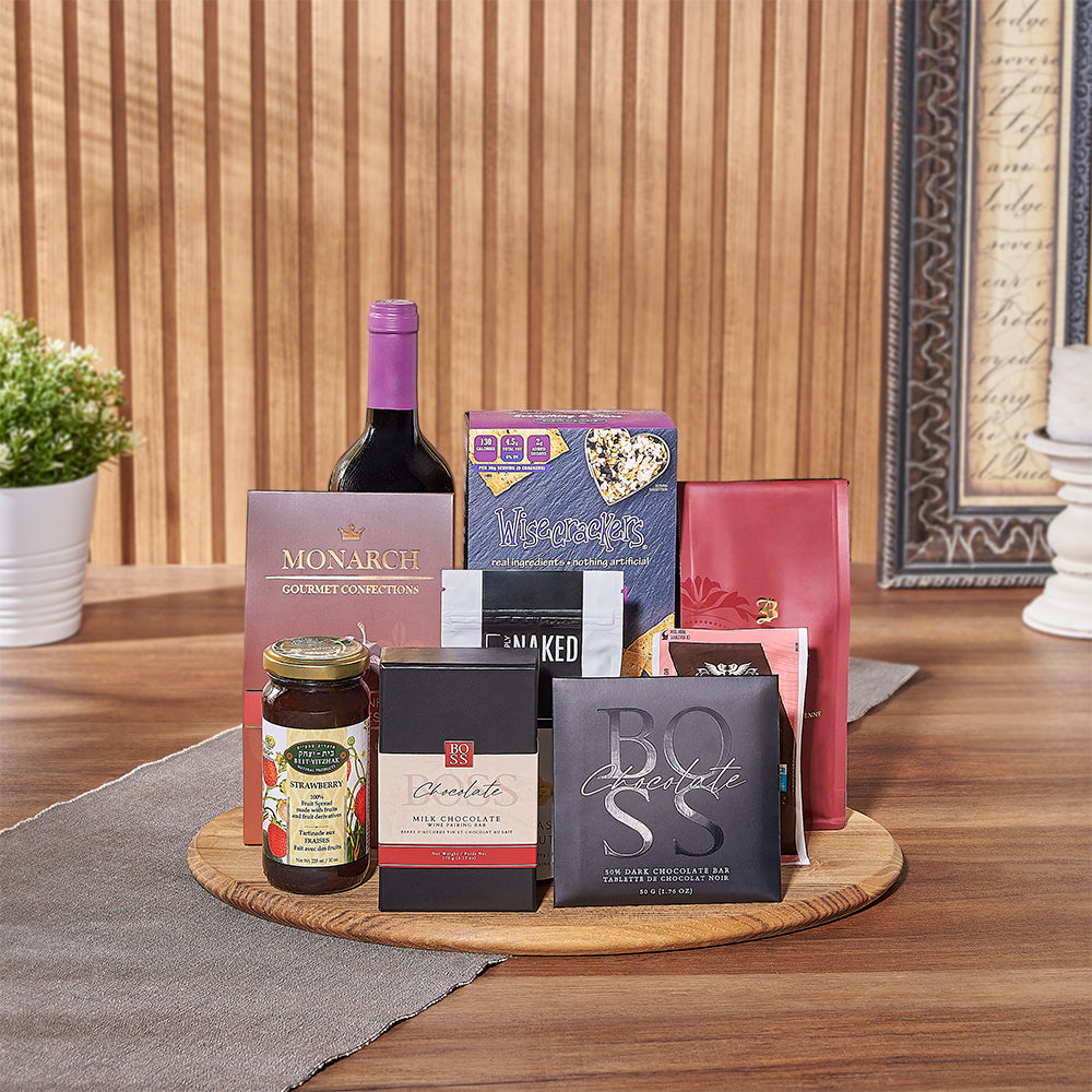 Kosher Wine &amp; Snack Board from Philadelphia Baskets - Wine Gift Basket - Philadelphia Delivery