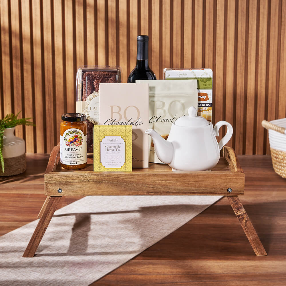 Afternoon Tea &amp; Wine Tray, wine gift, wine, tea gift, tea, chocolate gift, chocolate, Philadelphia Delivery