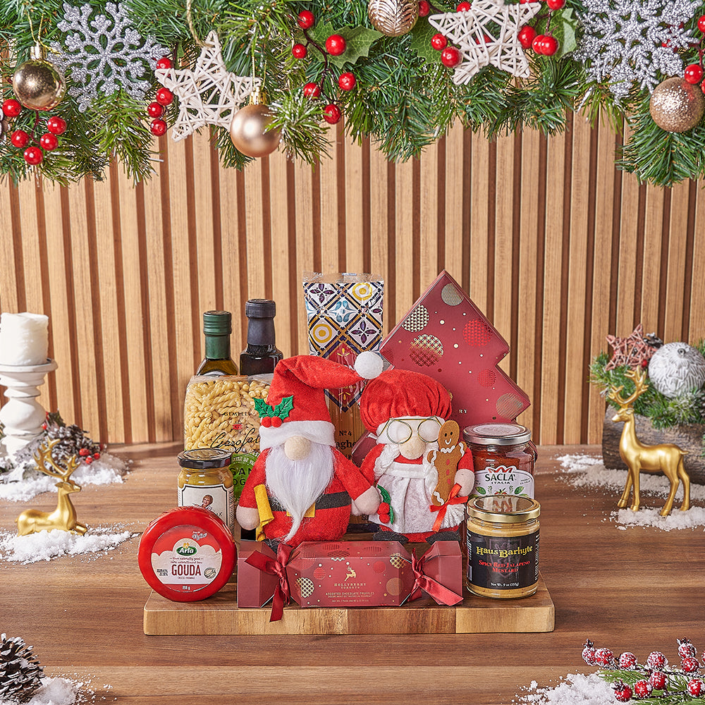 Christmas Cheese and Pasta Gift – how the gift is presented