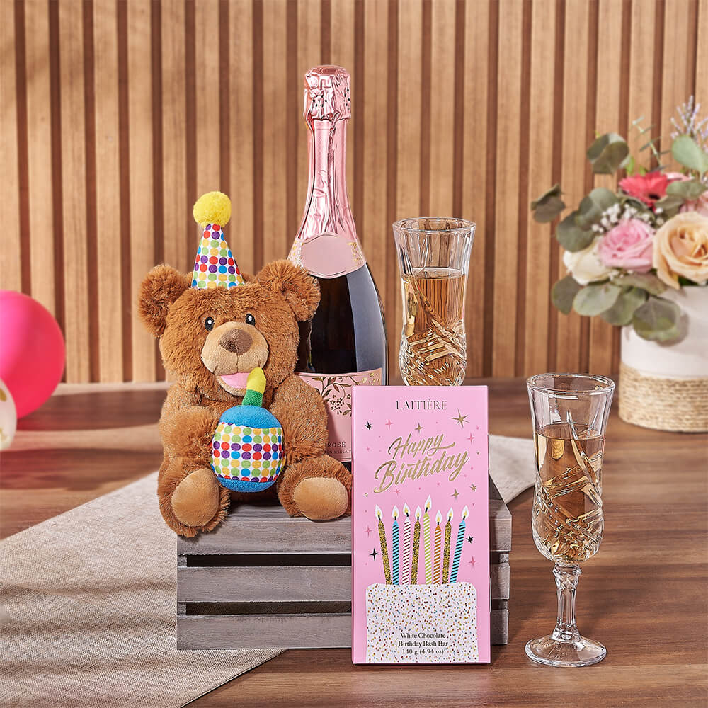 Birthday Bear &amp; Champagne Gift Crate, champagne gift, champagne, birthday gift, birthday