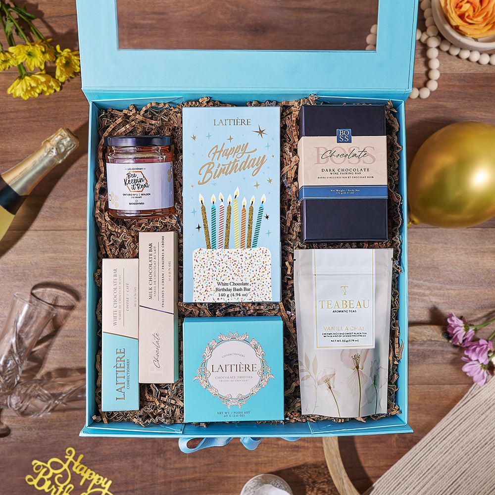 Birthday Chocolate &amp; Chai Gift Box, chocolate gift, chocolate, birthday gift, birthday, tea gift, tea, Philadelphia delivery