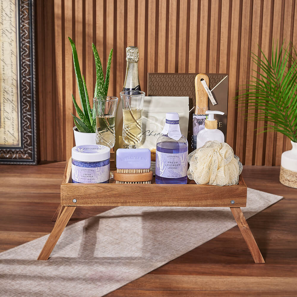 Bubbles &amp; Bites Celebratory Spa Gift Basket – Philadelphia baskets – Philadelphia Delivery