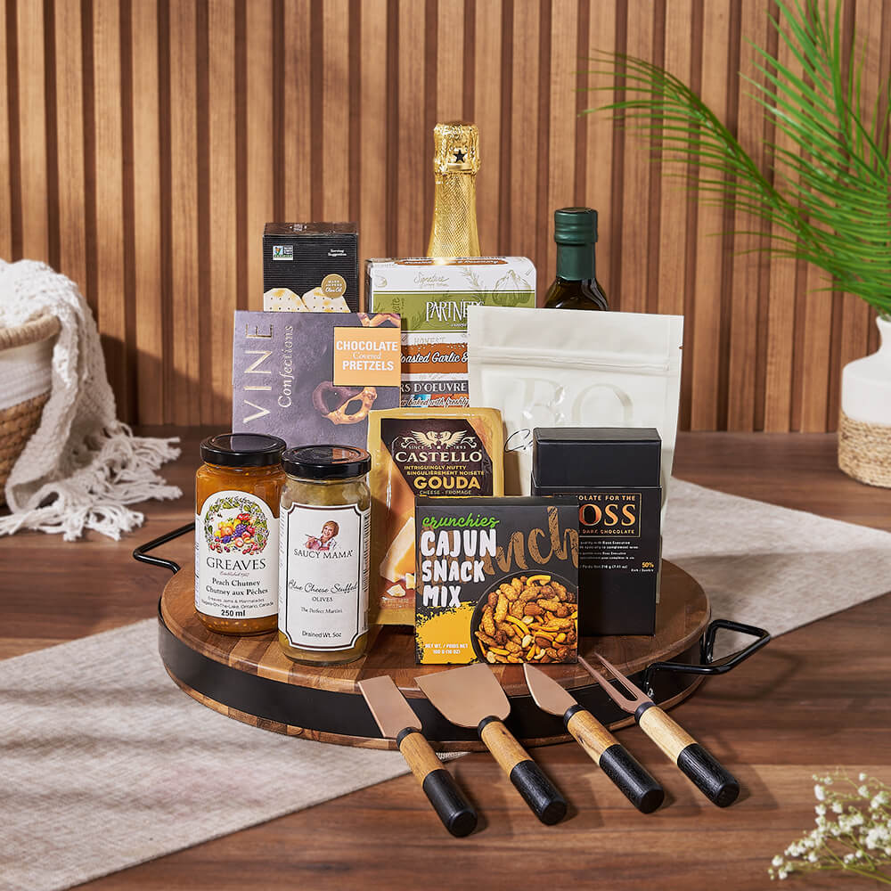 Champagne &amp; Cheese Platter Gift Set from Philadelphia Baskets - Champagne Gift Basket - Philadelphia Delivery.