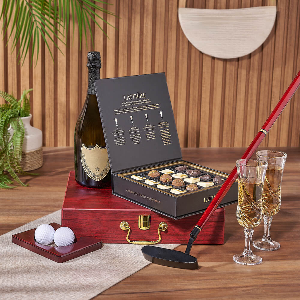 Champagne &amp; Golf Practice Set from Philadelphia Baskets - Champagne Gift Basket - Philadelphia Delivery.