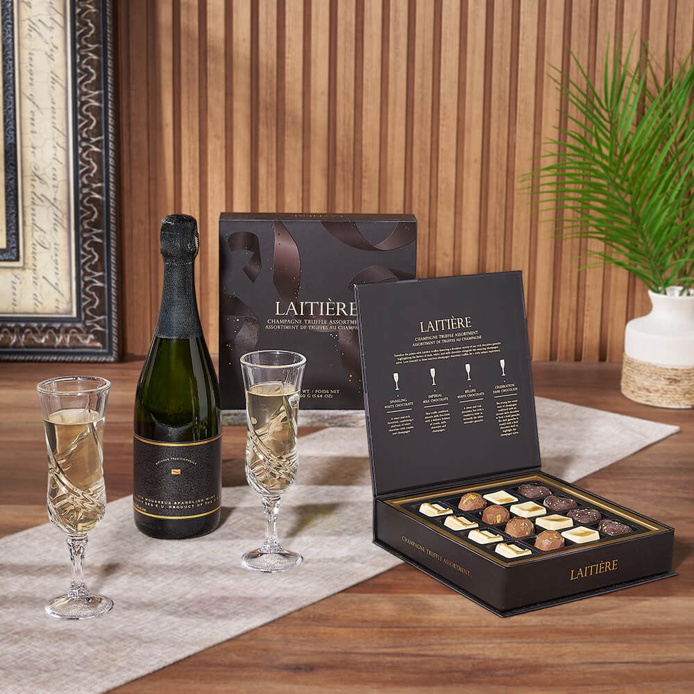 Champagne &amp; Truffles for Two Gift from Philadelphia Baskets - Champagne Gift Set - Philadelphia Delivery.