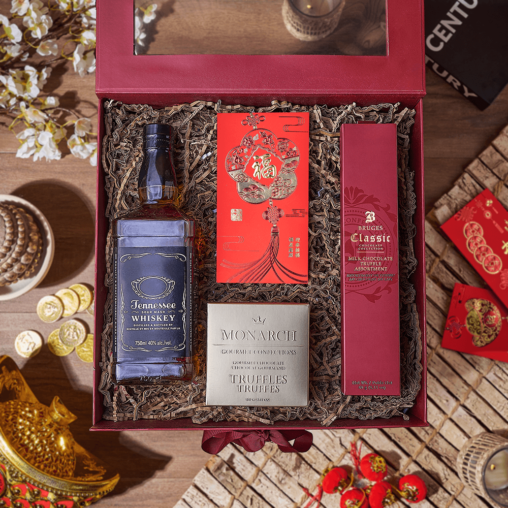 Chinese New Year Spirits & Chocolate Box, chinese new year gift, chinese new year, lunar new year gift, lunar new year, liquor gift, liquor, Philadelphia delivery