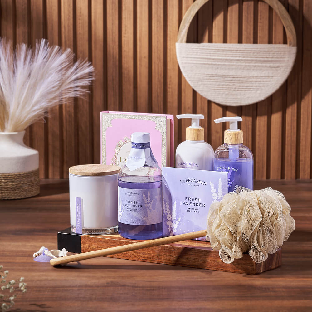 Chocolate &amp; Lavender Spa Gift Board from Philadelphia Baskets - Spa Gift Set - Philadelphia Delivery.