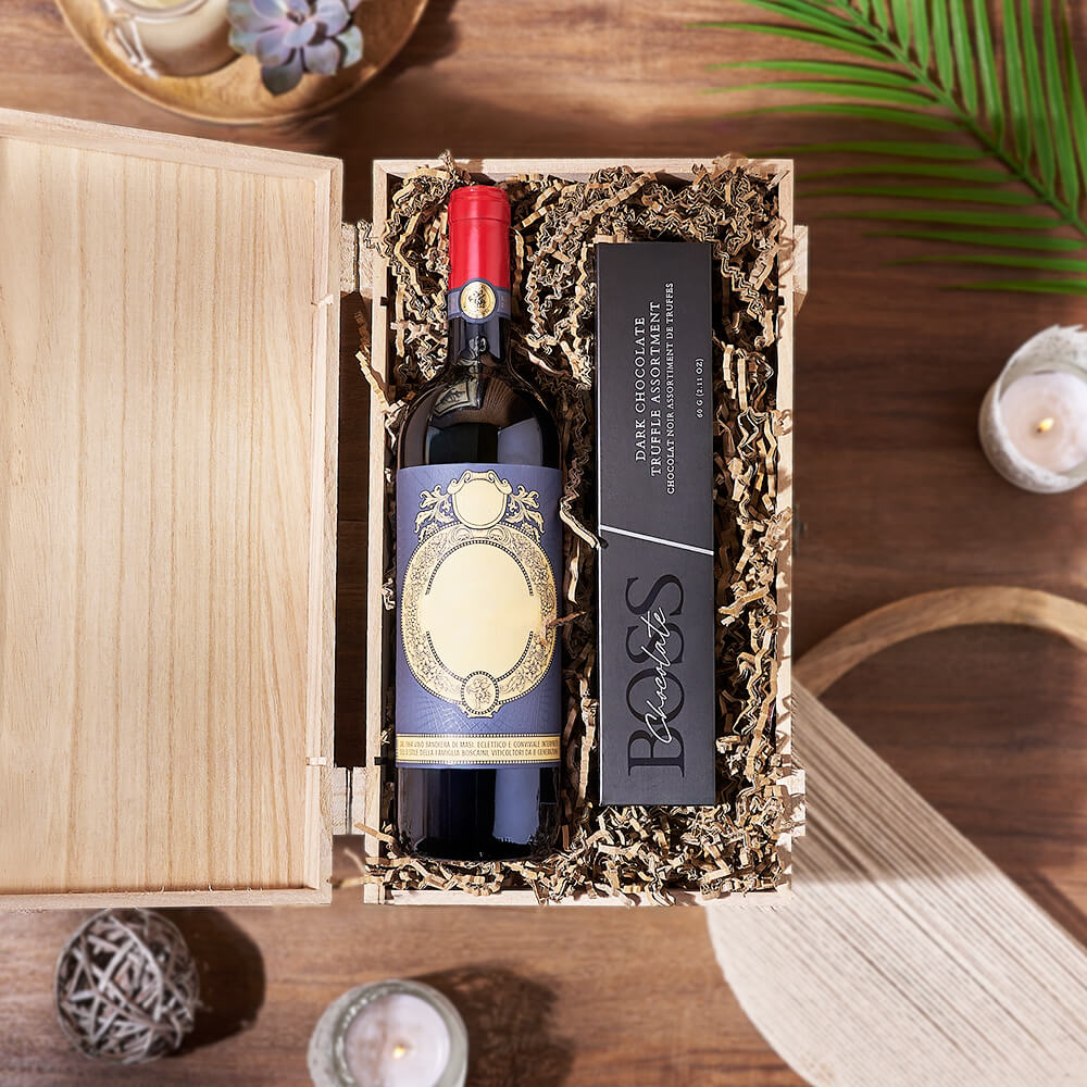 Chocolate &amp; Wine Gourmet Gift Basket from Philadelphia Baskets - Wine Gift Set - Philadelphia Delivery.