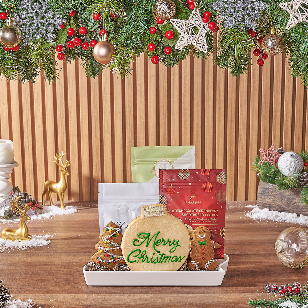 Christmas Assorted Cookies Gift Basket – how the gift is presented