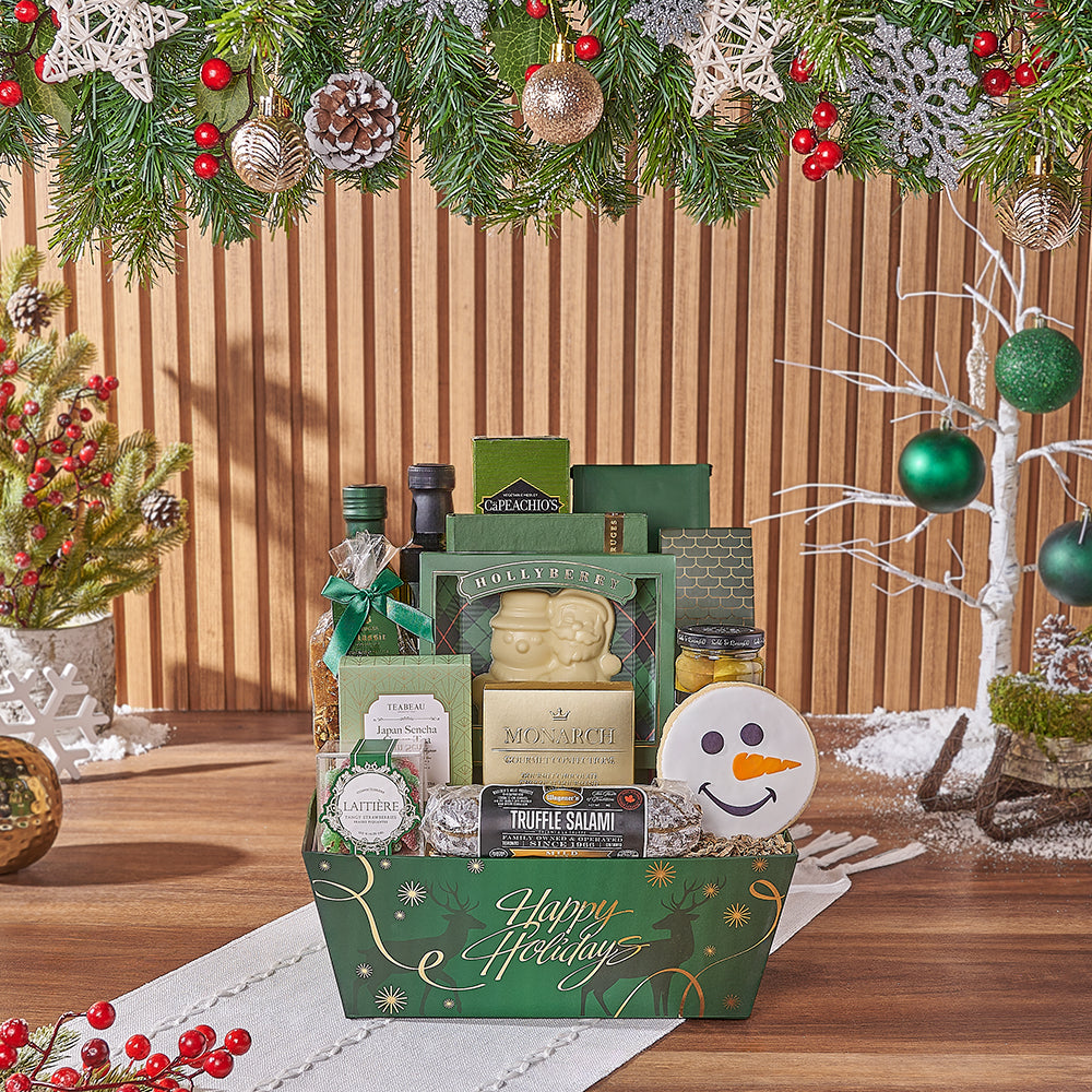 Christmas Market Tray with Holiday Treats – how the gift is presented
