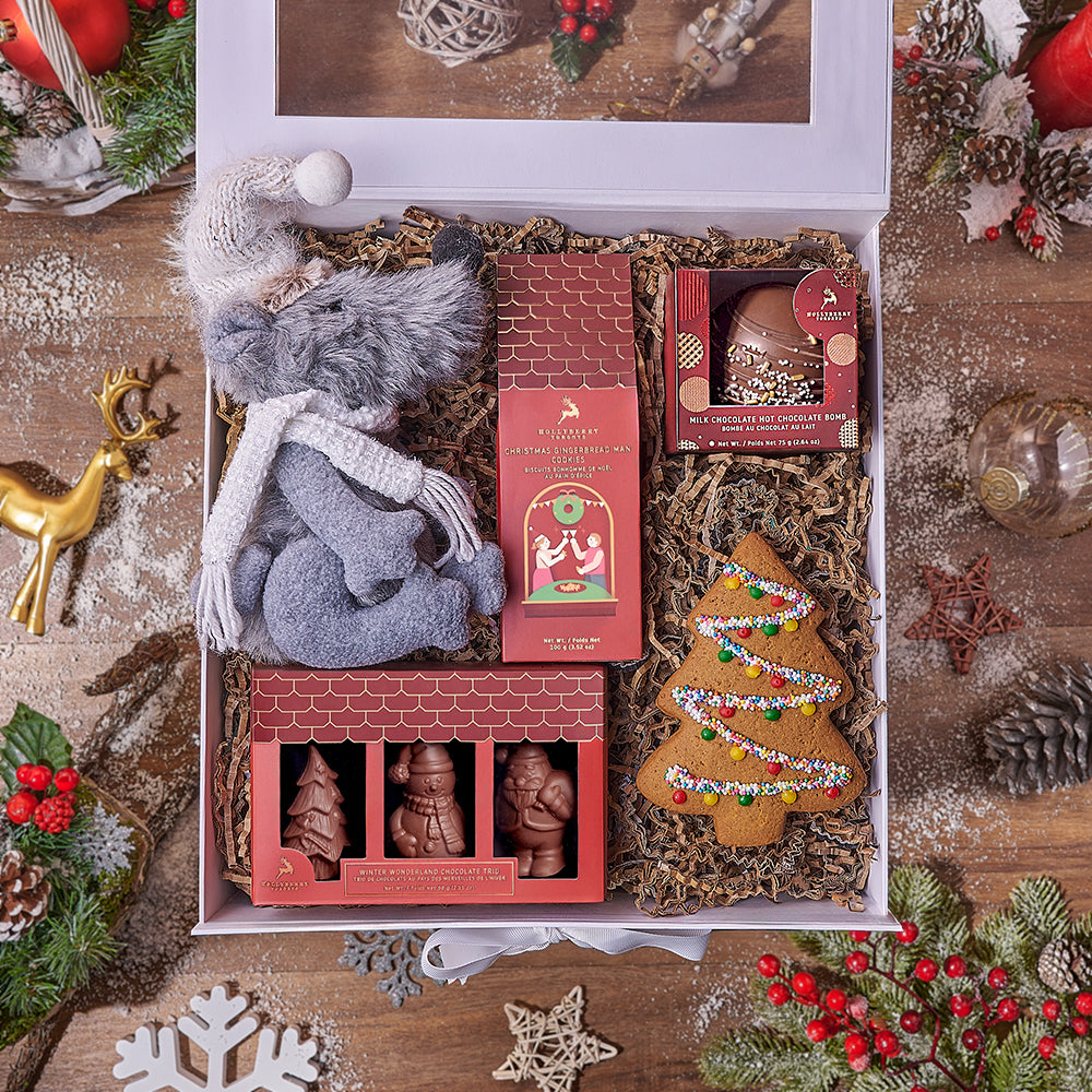Christmas Hot Cocoa &amp; Treats Basket, christmas gift, christmas, chocolate gift, chocolate, cookie gift, cookie, Philadelphia delivery