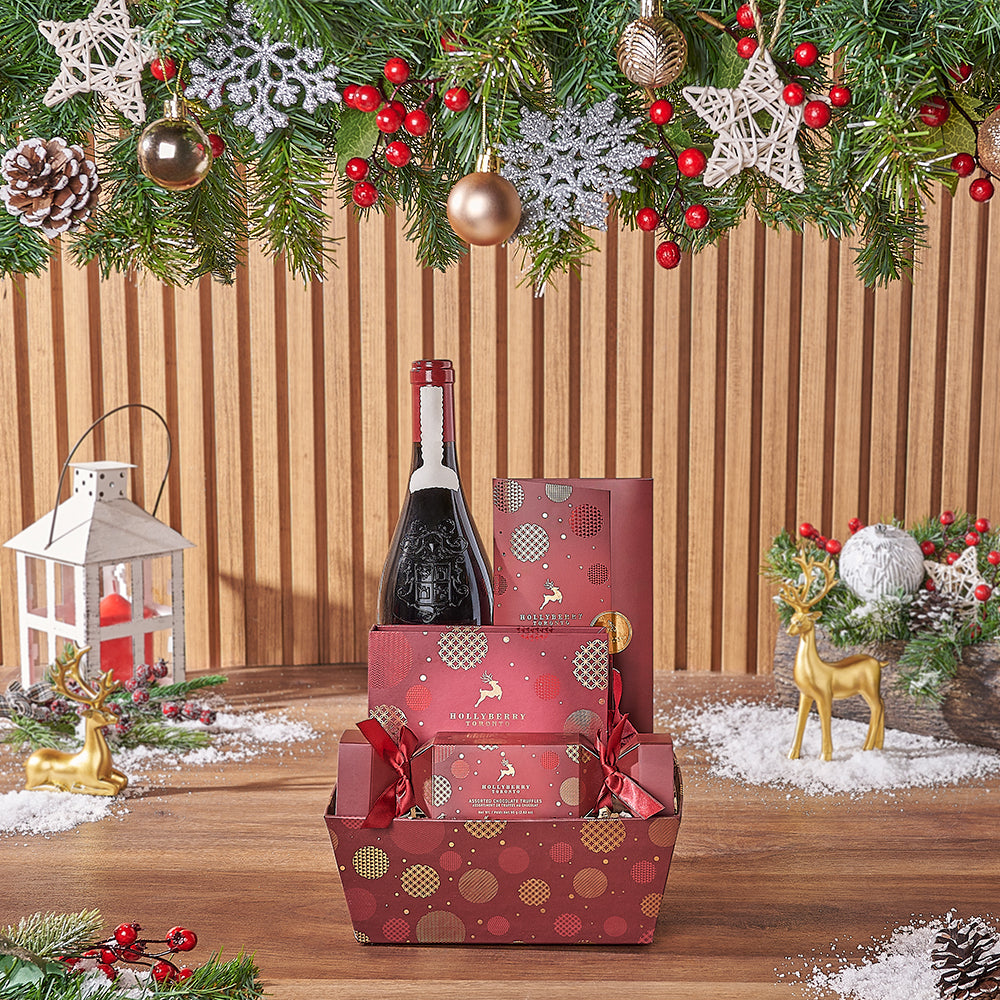 Our Christmas Morning Wine Gift Set, a curated selection of delightful goodies designed for a cozy celebration with friends and loved ones - Philadelphia Delivery