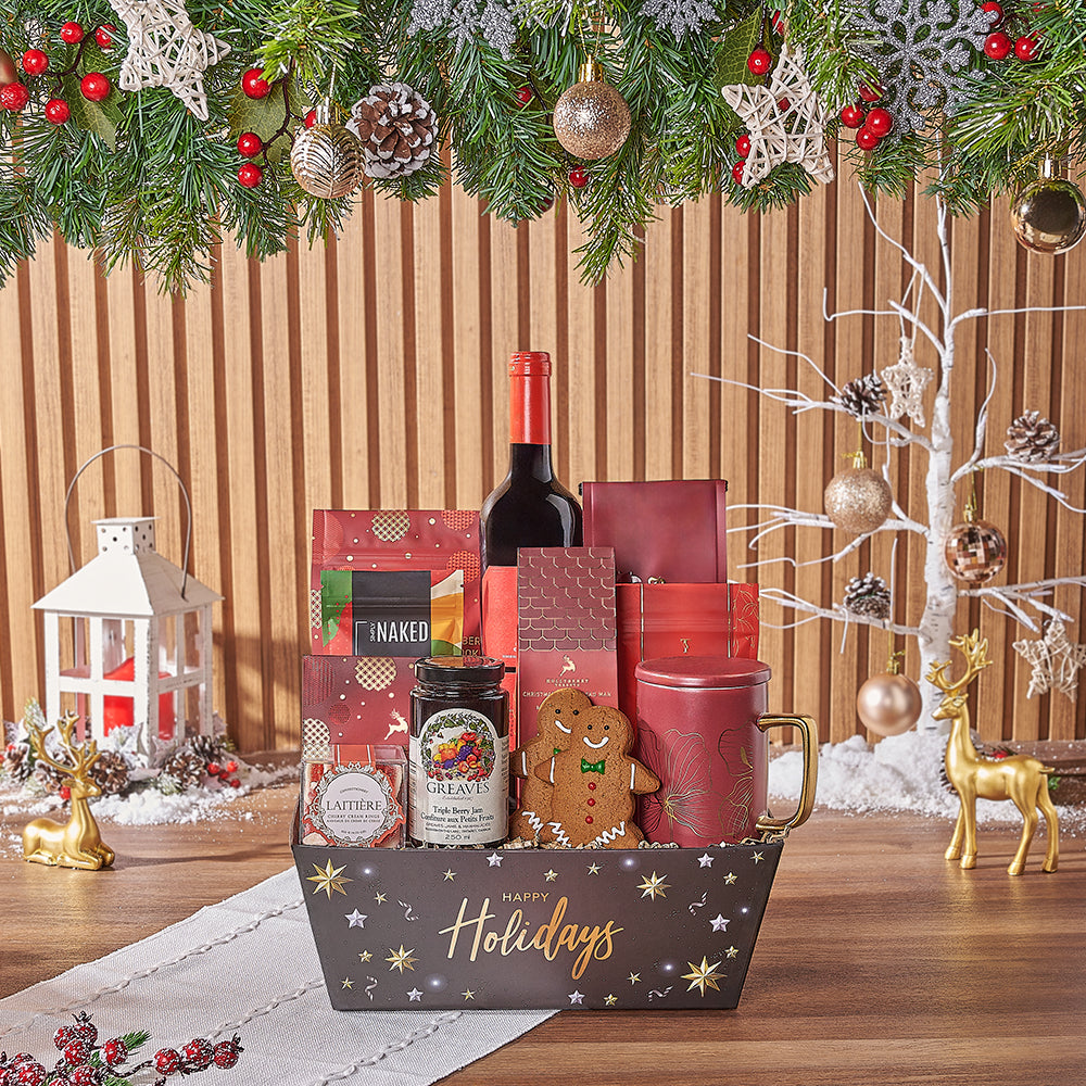 Christmas Tea &amp; Treat Gift Set, christmas gift, christmas, wine gift, wine, cookie gift, cookie, chocolate gift, chocolate, Philadelphia delivery