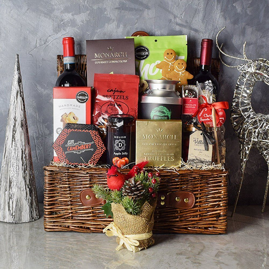 Christmas Wine Bounty Basket from Philadelphia Baskets - Wine Gift Set - Philadelphia Delivery.