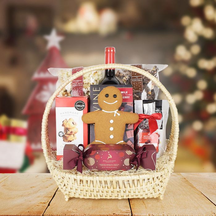 Christmas Wine Picnic Basket from Philadelphia Baskets - Wine Gift Set - Philadelphia Delivery.