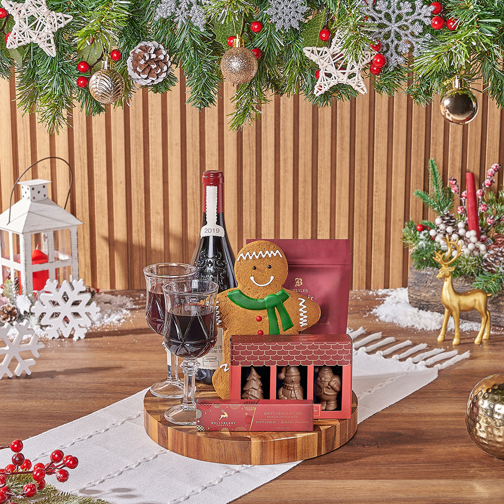 Christmas Wine &amp; Cookie Board, christmas gift, christmas, wine gift, wine, cookie gift, cookie, chocolate gift, chocolate, Philadelphia delivery