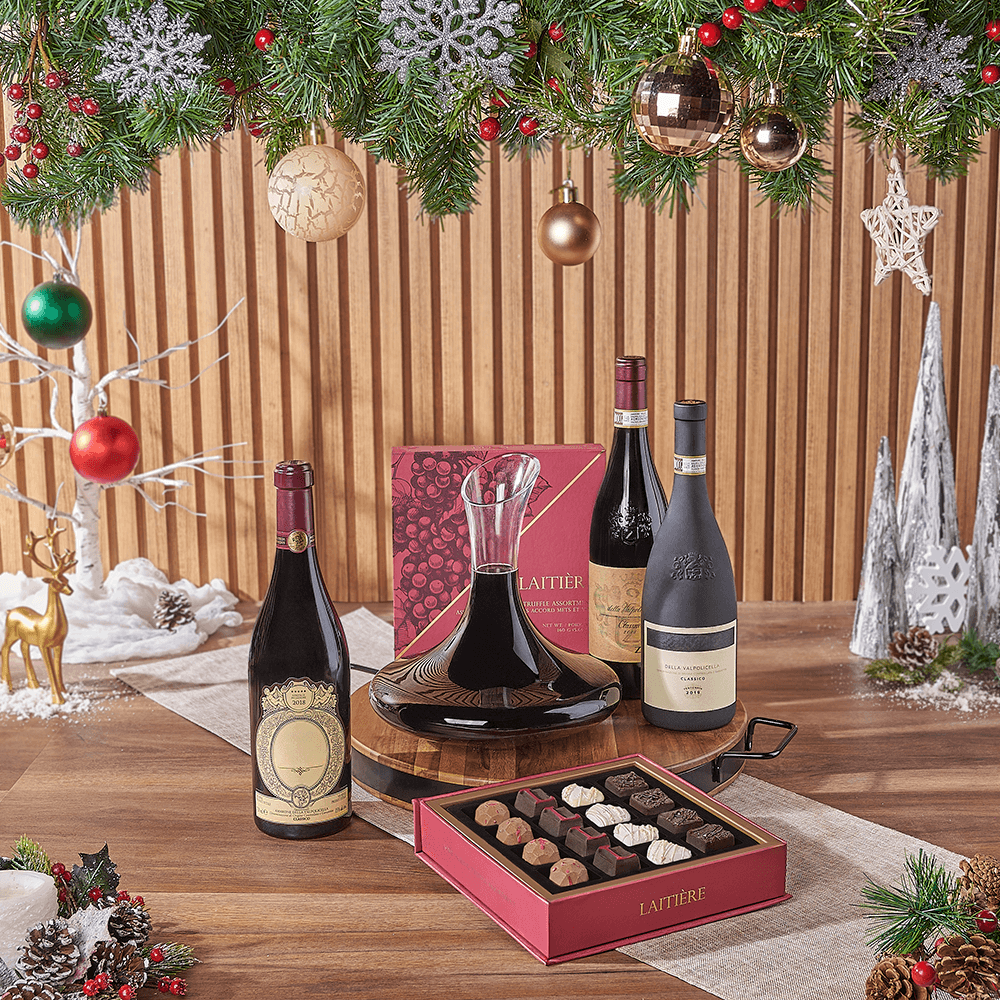 Christmas Wine &amp; Decanter Gift, christmas gift, christmas, wine gift, wine, holiday gift, holiday, decanter gift, decanter, chocolate gift, chocolate, Philadelphia delivery