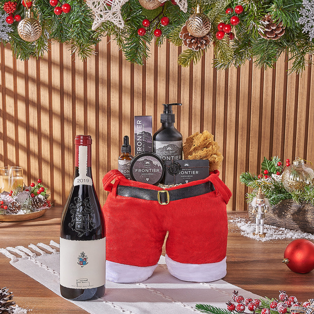 Christmas Wine &amp; Spa Gift Bag, wine gift, wine, spa gift, spa, men's spa gift, men's spa, Christmas gift, Christmas, Philadelphia delivery