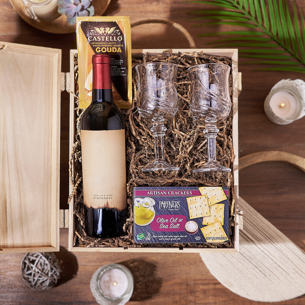 Classic Wine &amp; Cheese Crate from Philadelphia Baskets - Wine Gift Set - Philadelphia Delivery