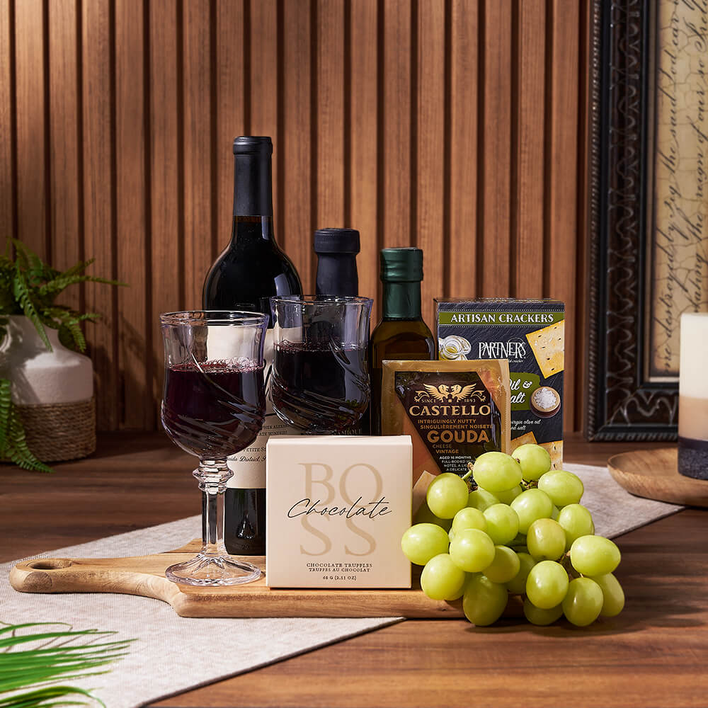 Decadent Wine &amp; Cheese Basket from Philadelphia Baskets - Wine Gift Set - Philadelphia Delivery